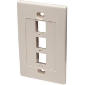 Intellinet Wall Plate Flush Mount, 3 Outlet, Ivory 162944