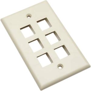 Intellinet Wall Plate Flush Mount, 6 Outlet, Ivory 162968