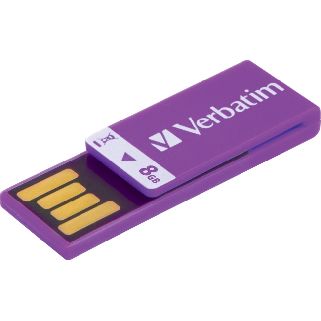 Verbatim 8GB Clip-it USB Flash Drive - Violet 43937