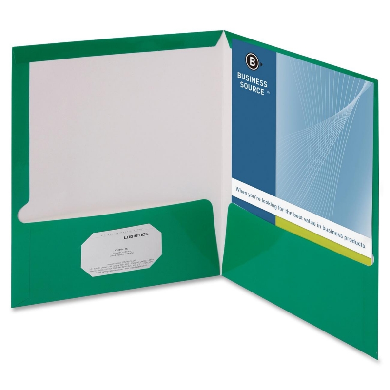 Business Source Two-Pocket Folders with Business Card Holder 44427 BSN44427