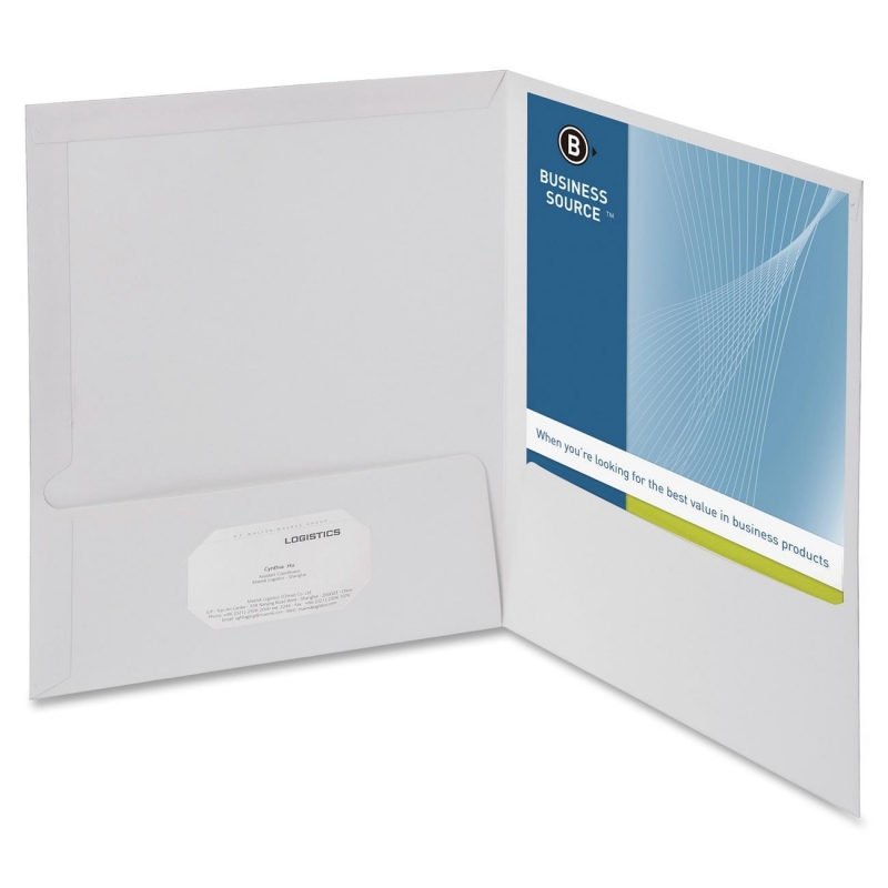 Business Source Two-Pocket Folders with Business Card Holder 44424 BSN44424