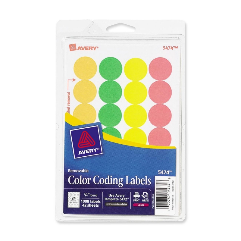 Avery Print or Write Round Color Coding Label 5474 AVE05474