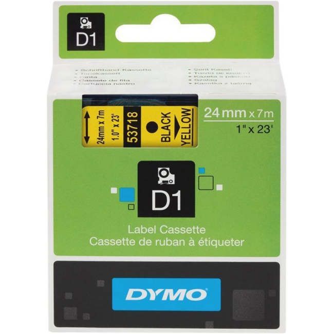 Dymo Black on Yellow D1 Label Tape 53718 DYM53718