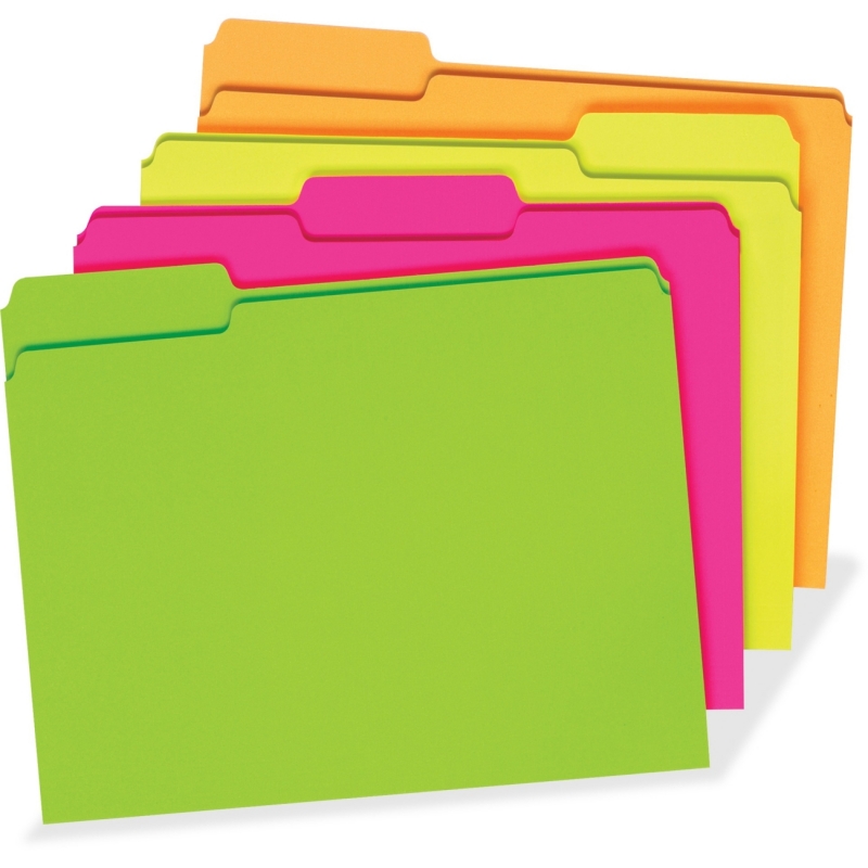 TOPS File Folder, 3 Tab Positions, Letter, Glow Assorted, 24/pk 40523 PFX40523