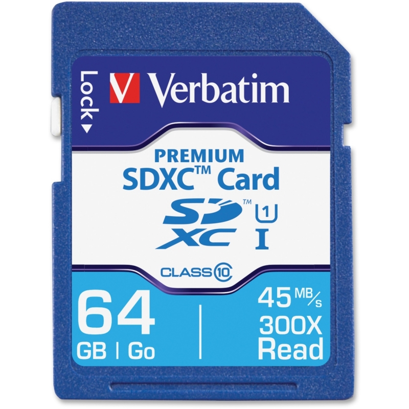 Verbatim 64GB Premium SDXC Memory Card, UHS-I Class 10 44024 VER44024