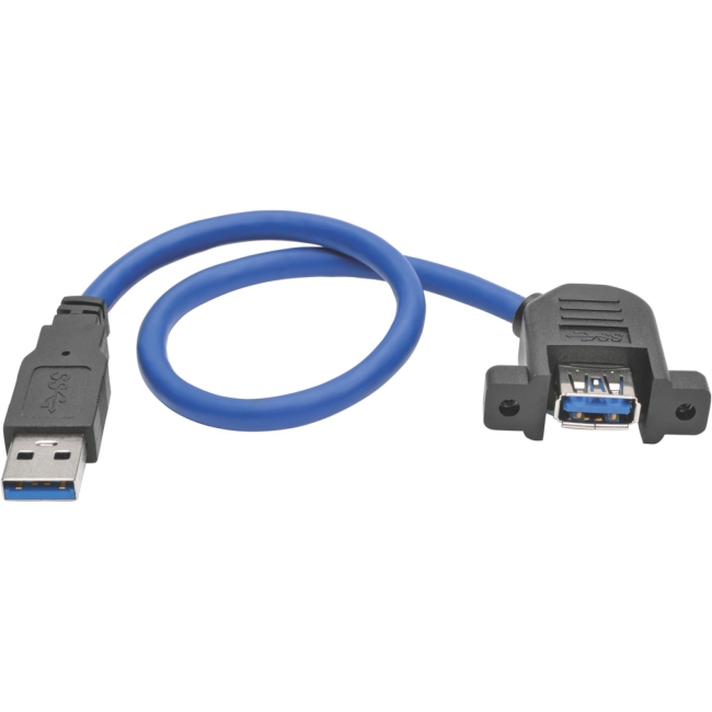 Tripp Lite USB 3.0 SuperSpeed Panel-Mount Type-A Extension Cable (M/F), 1 ft U324-001-APM