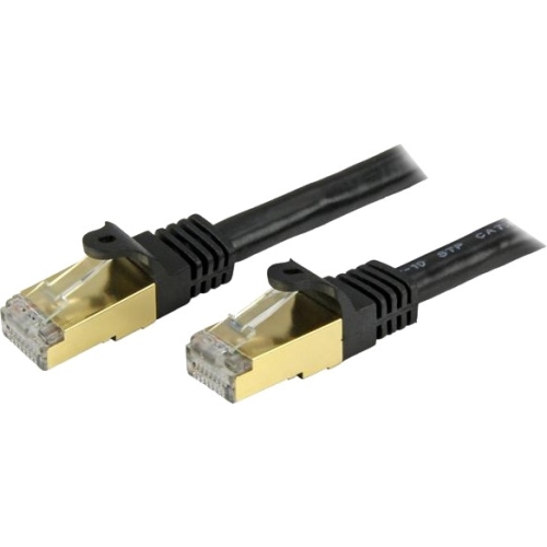 StarTech.com 25 ft Black Shielded Snagless 10 Gigabit Cat 6a STP Patch Cable C6ASPAT25BK