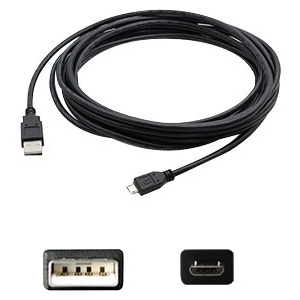 AddOn 4.57m (15.00ft) USB 2.0 (A) Male to Micro-USB (B) Male Black Cable USB2MICROUSB15