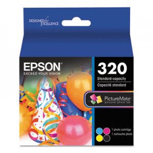 Epson T320P PictureMate 400 Print Pack, Black/Cyan/Magenta/Yellow Ink & Photo Paper EPST320P T320P