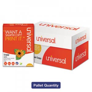 Universal 30% Recycled Copy Paper, 92 Bright, 20 lb, 8.5 x 11, White, 500 Sheets/Ream, 10 Reams/Carton