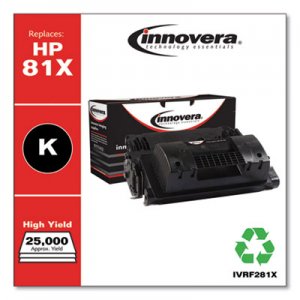 Innovera Remanufactured Black High-Yield Toner, Replacement for HP 81X (CF281X), 25,000 Page-Yield IVRF281X