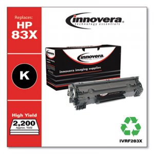 Innovera Remanufactured Black High-Yield Toner, Replacement for HP 83X (CF283X), 2,000 Page-Yield IVRF283X