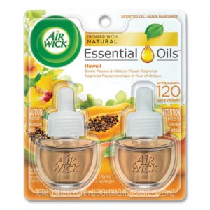 Air Wick Scented Oil Twin Refill, Hawai'i Exotic Papaya/Hibiscus Flower, 0.67 oz, 6/Carton RAC85175CT 62338-85175