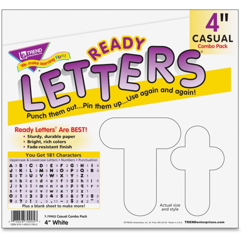 Trend White 4-Inch Casual Uppercase/Lowercase Combo Pack 79905 TEP79905