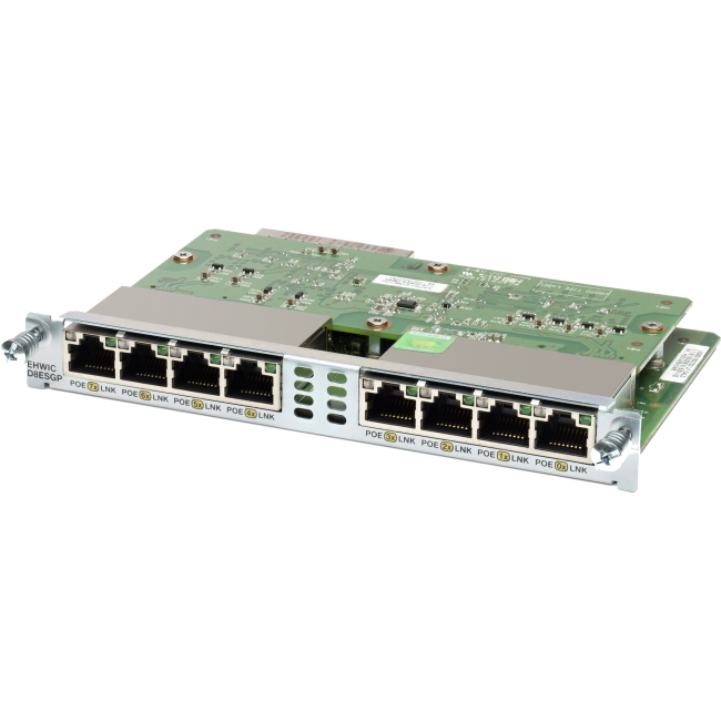 Cisco 8 port 10/100/1000 Enhanced High-Speed WAN Interface Gigabit Ethernet Switch EHWIC-D-8ESG-P