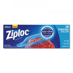 Ziploc Zipper Freezer Bags, 1 gal, 2.7 mil, 9.6" x 12.1", Clear, 28/Box, 9 Boxes/Carton