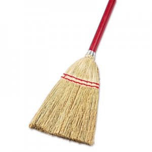 Boardwalk Lobby/Toy Broom, Corn Fiber Bristles, 39" Wood Handle, Red/Yellow, 12/Carton BWK951TCT