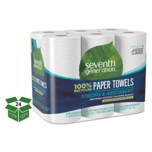 Seventh Generation 100% Recycled Paper Kitchen Towel Rolls, 2-Ply, 11 x 5.4 Sheets, 140 Sheets/RL, 24 RL