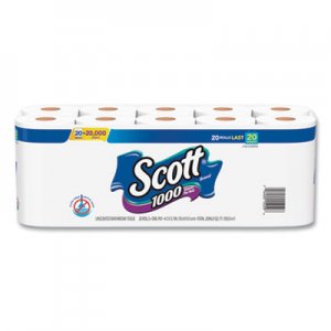 Scott Standard Roll Bathroom Tissue, Septic Safe, 1-Ply, White, 20/Pack, 2 Packs/Carton KCC20032CT KCC 20032