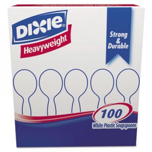 Dixie Plastic Cutlery, Heavyweight Soup Spoons, White, 1,000/Carton DXESH207CT SH207