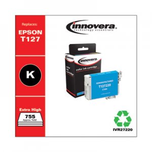 Innovera Remanufactured Cyan Ink, Replacement for Epson 127 (T127220), 755 Page-Yield IVR27220