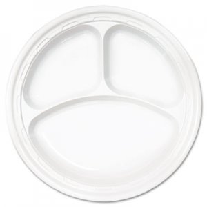Dart Famous Service Plastic Dinnerware, Plate, 3-Comp, 10 1/4" dia, White, 500/Carton DCC10CPWF 10CPWF