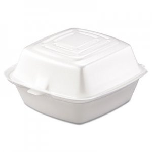 Dart Foam Hinged Lid Containers, 5.38 x 5.5 x 2.88, White, 500/Carton DCC50HT1 50HT1