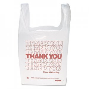 Inteplast Group "Thank You" Handled T-Shirt Bags, 11 1/2 x 21, Polyethylene, White, 900/Carton IBSTHW1VAL THW1VAL