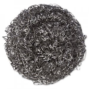 Kurly Kate Stainless Steel Scrubber, Large, 4 x 1 1/2, Steel Gray, 6/Pack, 12 Packs/Carton PUX756 6375650