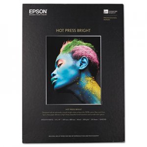 Epson Hot Press Bright Fine Art Paper, 13 x 19, Bright White, 25 Sheets EPSS042330 S042330