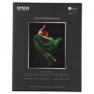 Epson Cold Press Bright Fine Art Paper, 8-1/2 x 11, Bright White, 25 Sheets EPSS042307 S042307