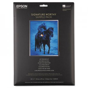 Epson Signature Worthy Paper Sample Pack, 8-1/2 x 11, Assorted Finishes, 14 Sheets/PK EPSS045234 S045234