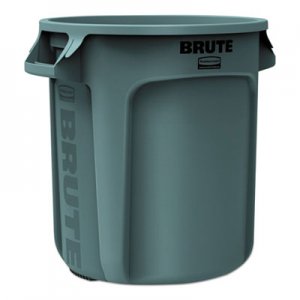 Rubbermaid Commercial Round Brute Container, Plastic, 10 gal, Gray RCP2610GRA FG261000GRAY