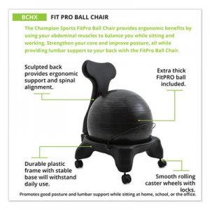 Champion Sports FitPro Ball Chair, Gray/Gray, Gray Base CSIBCHX BCHX