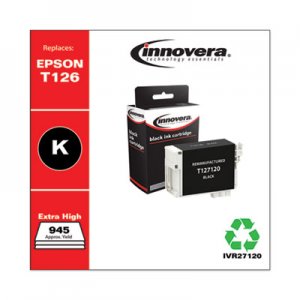 Innovera Remanufactured Black Ink, Replacement for Epson 127 (T127120), 945 Page-Yield IVR27120