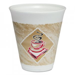 Dart Cafe G Foam Hot/Cold Cups, 12 oz, Brown/Red/White, 20/Pack DCC12X16GPK 12X16G