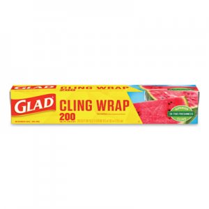 Glad ClingWrap Plastic Wrap, 200 Square Foot Roll, Clear CLO00020 00020