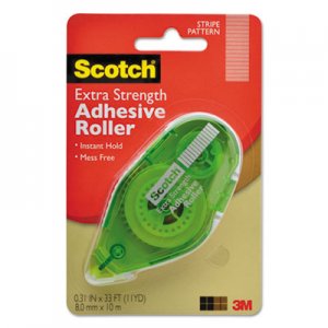 Scotch Extra Strength Adhesive Roller, 0.38" x 33 ft, Dries Clear MMM6055ES 6055-ES
