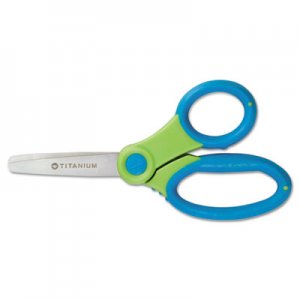 Westcott Titanium Bonded Kids Scissors, Rounded Tip, 5" Long, 2" Cut Length, Randomly Assorted Straight Handles ACM15986 15986