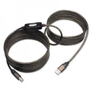 Tripp Lite USB 2.0 Active Repeater Cable, A to B (M/M), 25 ft., Black TRPU042025 U042-025