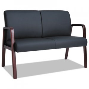 Alera Reception Lounge Series Wood Loveseat, 44 7/8 x 26 1/8 x 33 Black/Mahogany ALERL2219M