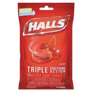 HALLS Triple Action Cough Drops, Cherry, 30/Bag CDB27499 03 12546 62182 00