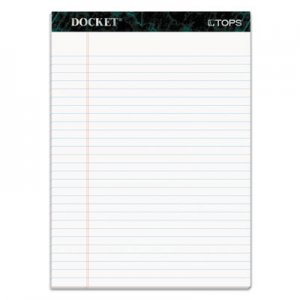 TOPS Docket Ruled Perforated Pads, 8 1/2 x 11 3/4, White, 50 Sheets, 6/Pack TOP63416 63416