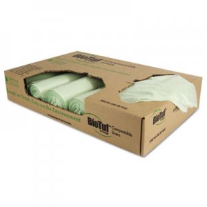 Heritage Biotuf Compostable Can Liners, 32 gal, 1 mil, 34 x 48, Green, 100/Carton HERY6848YER01 Y6848YE R01