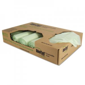 Heritage Biotuf Compostable Can Liners, 48 gal, 1 mil, 42 x 48, Green, 100/Carton HERY8448YER01 Y8448YE R01