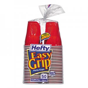 Hefty Easy Grip Disposable Plastic Party Cups, 9 oz, Red, 50/Pack, 12 Packs/Carton RFPC20950CT PAC C20950