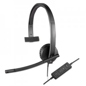 Logitech USB H570e Over-the-Head Wired Headset, Monaural, Black LOG981000570 981-000570