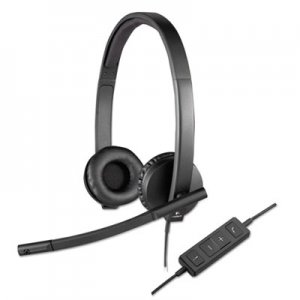 Logitech USB H570e Over-the-Head Wired Headset, Binaural, Black LOG981000574 981-000574