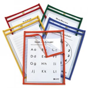 C-Line Reusable Dry Erase Pockets, Easy Load, 9 x 12, Assorted Primary Colors, 25/Pack CLI42620 42620