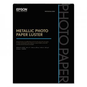 Epson Professional Media Metallic Photo Paper Luster, White, 8 1/2 x 11, 25 Sheets EPSS045596 S045596